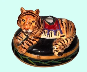 Raymond Kellner Keramik Tiger Figur Lampenfuß Wohndeko Safari Zirkus - Bild 1 von 9
