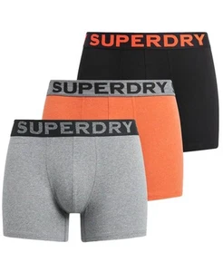 Superdry Mens Boxers 3 Pack Black/Bright Orange Marl/Noos Grey Marl - Picture 1 of 11
