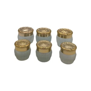 Posten 4 leere Vintage Estee Lauder Golddeckel Milchglas Gläser 1,25 Unzen und 0,6 Unzen - Bild 1 von 5