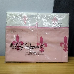 Lady Pepperell Fleur De Lis Pink Pillowcase Set Percale Cotton Vintage - Picture 1 of 3