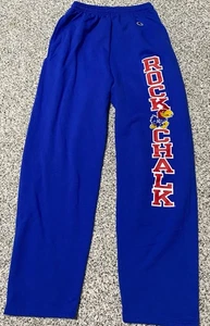 CHAMPION Kansas Jayhawks Men Open Bottom Sweatpants ROCK CHALK Blue Pants MEDIUM - Picture 1 of 3