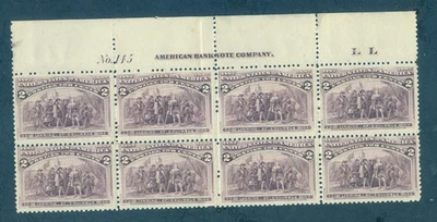 US 231 Columbus Landing, Plate Block/8, Delicate, Mint OG NH - Image 1 of 2