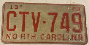 Vintage 1973 North Carolina License Plate CTV-749 - Picture 1 of 2