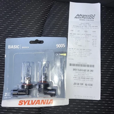 SYLVANIA 9005 Basic Halogen Headlight Bulb 2 Pack BRAND NEW IN PACKAGE - Image 1 of 4