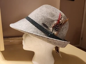 Bavarian Alpine Wool Hat German Oktoberfest Trachten Fedora w/ Feather Medium - Picture 1 of 19