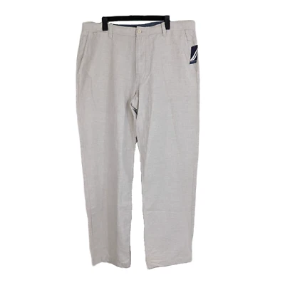 Nautica брюки мужской размер 38 x 32 бежевый льняной смеси брюки прямые штанины новый с Ярлыками - Изображение 1 из 4