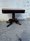 Barn find project !  paw foot game table heavily carved mahogany empire