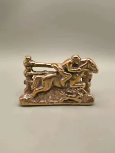 Vintage Antique Solid BRASS LETTER RACK Horse Racing Jockey Riding Jumping Gift - Picture 1 of 7