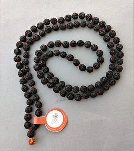 RARE BLACK 5 MUKHI RUDRAKSHA Mala PROTECT FROM EVIL SPIRIT 7mm Beads Lab CERT ,, - Bild 1 von 2