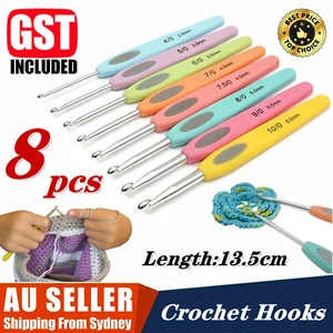 8PCS Crochet Hooks Sewing Tool Kit Yarn Knitting Needles Ergonomic Grip Set AU - Picture 1 of 10