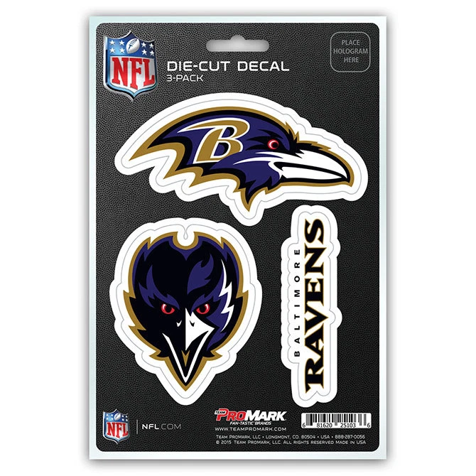 NFL Baltimore Ravens Team Promark Die-cut Decal Stickers 3-pack