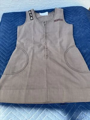 Vintage Brownie Girl Scout Uniform GSA Jumper Dress Size 8 Brown Zipper - Image 1 of 4