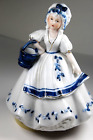 Vtg 7''H  Colonial Days Lady Holding Bucket Figurine on Rotating Base Music Box