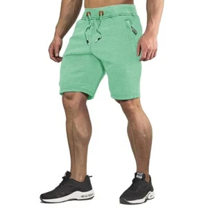 Men's Cotton Jogger Shorts Casual Running Shorts Zipper Pockets - Picture 1 of 7