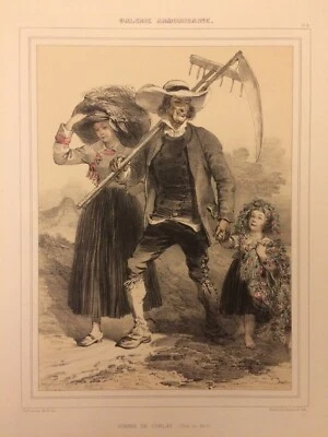 Paysans de Corlay, Bretagne, lithographie Lalaisse, Galerie Armoricaine - Photo 1/3