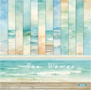 Ocean Sea Waves Scrapbook Paper - 6×6 Premium Color Pages with 24 Single-Sided S - Picture 1 of 7