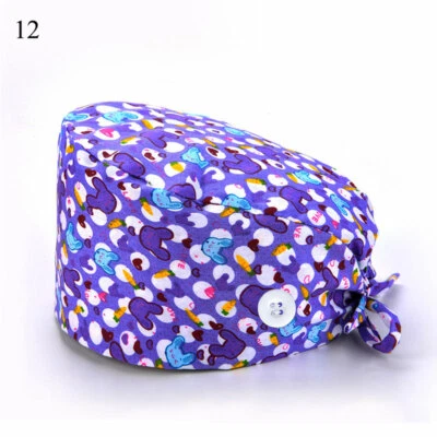 Unisex Surgical Scrub Cap Hat with Buttons Women Men Hospital Doctor Nurses ↷ - Image 1 of 4
