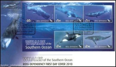 Ross Dependency "WHALES OF THE SOUTHERN OCEAN" Mini Sheet MS FDC 2010 - Image 1 of 4