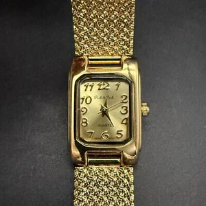 Vintage Peck & Peck Quartz Wristwatch Watch Timepiece Square Mesh Gold Tone - Bild 1 von 13