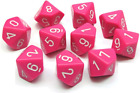 Chessex Opaque Pink/White D10 Dice Set (10)