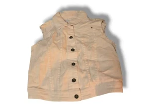 Lucky Brand Denim Vest Girls Size XL White With Eyelet Back Panel Button Closure - Picture 1 of 7