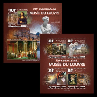 Museo del Louvre 230 aniversario arte estampillas MNH 2023 Djibouti M/S + S/S Foto 1 de 3