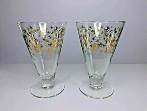 Juego de 2 copas de cóctel KAHLUA con diseño de estrella atómica y pie dorado - Usadas en excelente estado - Imagen 1 de 5