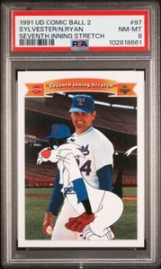 1991 Upper Deck Comic Ball 2 #97 Seventh Inning Stretch Nolan Ryan PSA 8 - Picture 1 of 2