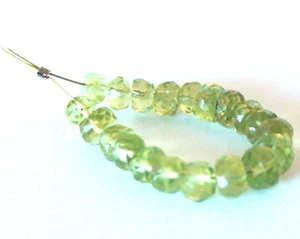 Natural Peridot Beads Faceted Rondelle 5 - 4.5 mm, 25 pcs,12.70 cts Loose  Beads - Picture 1 of 4