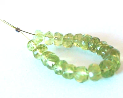 Natural Peridot Beads Faceted Rondelle 5 - 4.5 mm, 25 pcs,12.70 cts Loose  Beads - Image 1 of 4