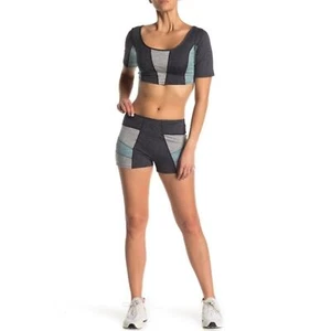 Free People Movement Shorts Set Womens S "Six Pack" Colorblock Set Gray Blue - Picture 1 of 13
