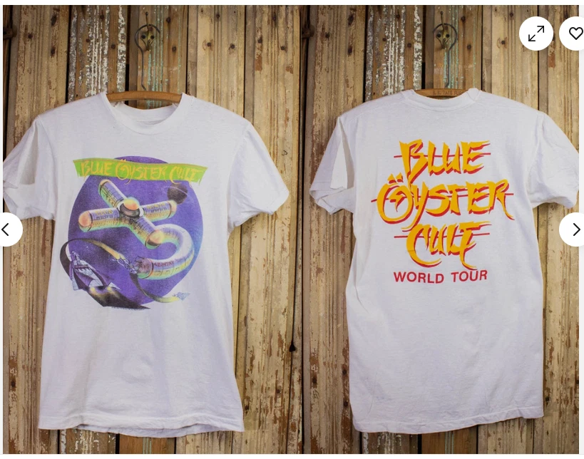 Camiseta Vintage Azul Oyster Cult Club Ninja World Tour Concerto 1986 Branca - Imagem 1 de 1