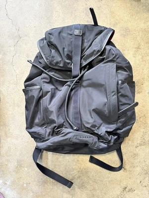 Burberry Black Nylon & Leather Drawstring Backpack – Red Interior – Unisex - Image 1 of 4