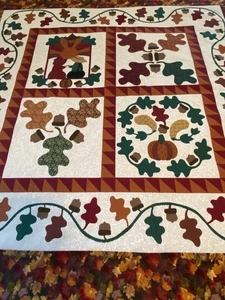 QUILT TOP-PANEL# 2 , QUILT TOP. LAP, TABLE, WALL DECOR, FALL COLORS-U.S.A. - Picture 1 of 10