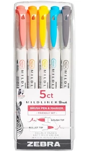Zebra Mildliner Brush Pen & Marker Sets doppelseitig 5 Ct-freundlich (79505) - Bild 1 von 9