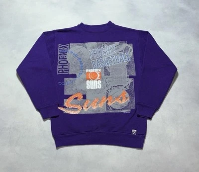 Vintage 90s Phoenix Suns Crewneck Mens Small Purple Logo 7 NBA Made in USA 1991 - Image 1 of 4