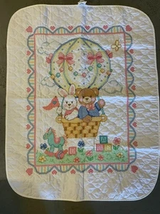 Dimensions Bear Bunny Balloon Baby Quilt Stamped X Stitch Kit Sealed 1992 NOS - Picture 1 of 6