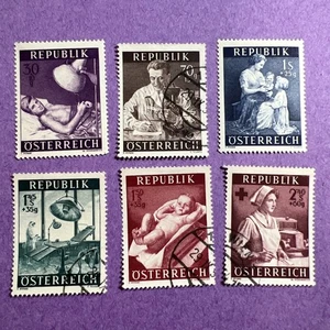 Austria 1954- MH / Used Scott B288-B293. Nursing & Care. See Description/ Pics - Picture 1 of 2