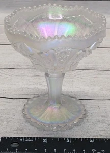 Imperial Glass Bellaire(?) Pattern Iridescent Clear Glass Compote Candy Nut Bowl - Picture 1 of 5