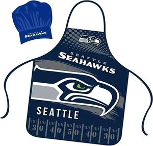 Seattle Seahawks Apron Chef Hat Set Full Color Universal Size Tie Back... - Picture 1 of 1