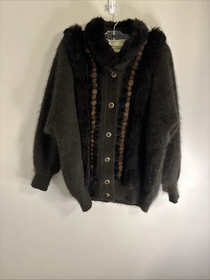 Abrigo estilo chaqueta de piel de angora Belldini, talla mediana, en negro grande Foto 1 de 4