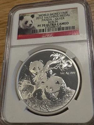 2013 Berlin World Money Fair Panda Proof Silver Round NGC PF70 Ultra Cameo  - Image 1 of 4