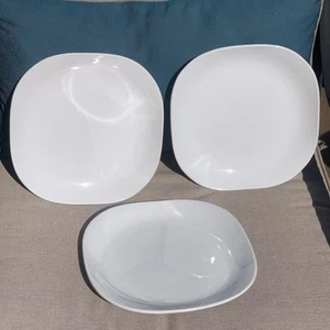Corningware 3 Platos de Cena Informales de China Vajilla BLANCOS JUSTOS DESCONTINUADOS - Imagen 1 de 11