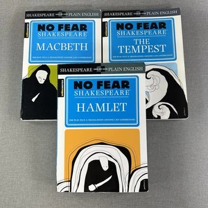 No Fear Shakespeare ~ Hamlet ~ MacBeth ~ The Tempest Lot de 3 livres de poche commerciaux - Photo 1/17