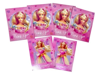 Party Express Hallmark Vintage 1997 Barbie Set Of 6 Invitations 2 Patterns - Image 1 of 4