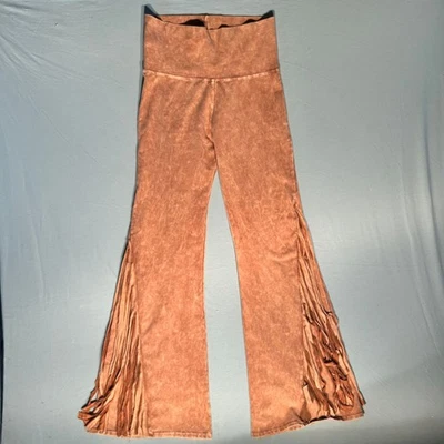 T-Party fringe bell bottom stretch pants size L light brown NWT - Image 1 of 4