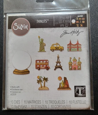 SIZZIX Tim Holtz Tiny Travel Globe 664182 Thinlits Die Set Casa Viaggio Vacanze - Immagine 1 di 2