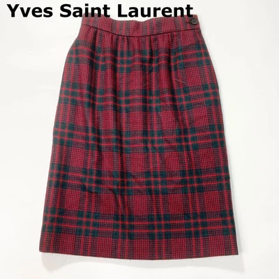 Falda a cuadros de lana YVELIN LAURENT YSL para mujer talla M vintage i10567 Foto 1 de 4