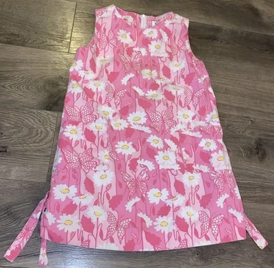 Vtg Lilly Pulitzer White Label Girls Shift Dress Daisy Pink butterfly Barbiecore - Image 1 of 4