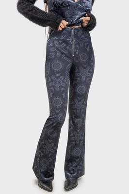 KILLSTAR Half Vamp High Waist Trousers In Black/Grey - Image 1 of 4